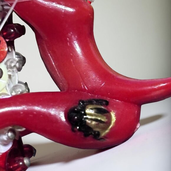 Vintage Japan Elf on Candy Cane Ornaments • 1950s Beaded Sequin Santa Elf Pair • - Picture 4 of 7